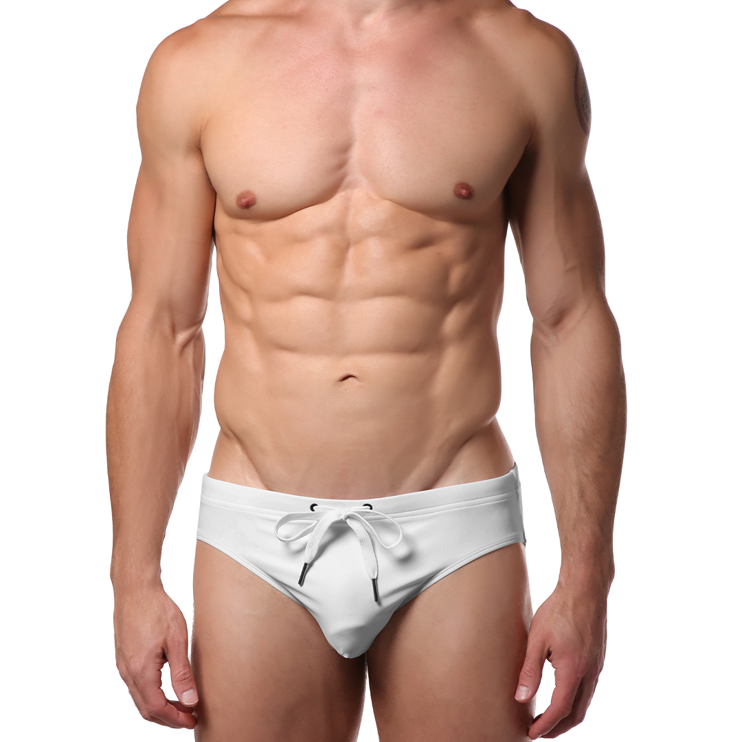 White Logo Swim Brief