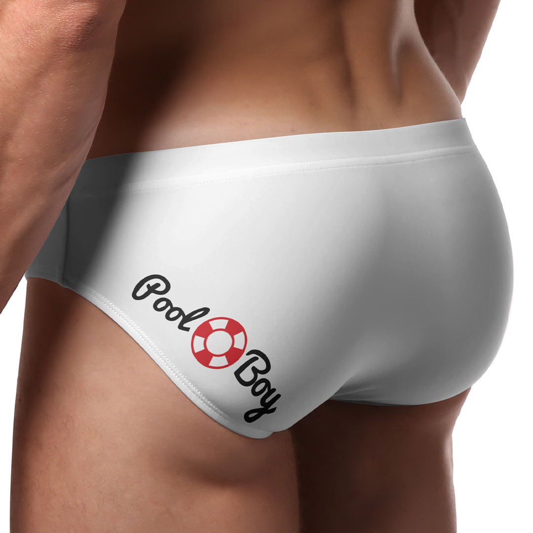 White Logo Swim Brief