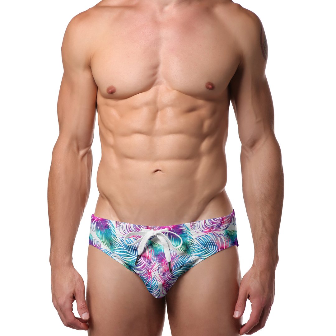 Pool Boy Light Palm Leaf Swim Brief